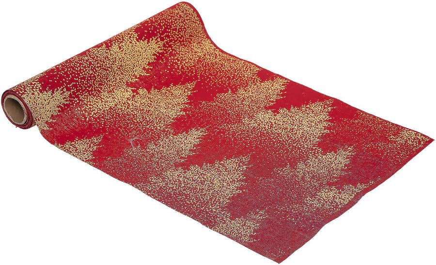 Atmosphera kerst tafelloper rood goud 28 x 300 cm polyester Tafellakens