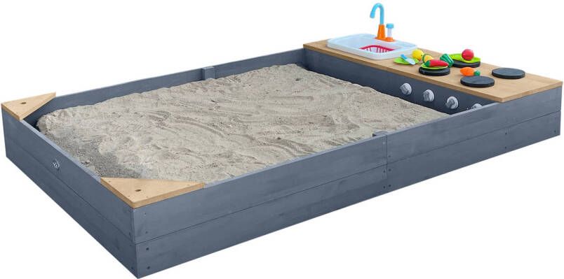 AXI Kelly Zandbak van hout met speelkeuken incl. gootsteen & accessoires Zandbak voor kinderen met gronddoek &