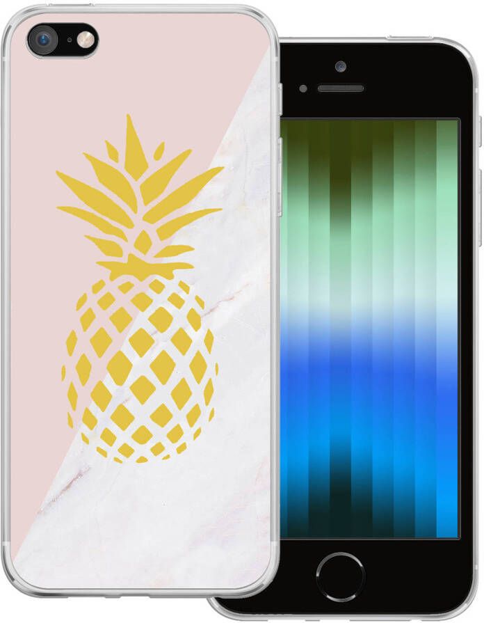 Basey iPhone SE 2022 Hoesje Siliconen Back Cover Case iPhone SE 2022 Hoes Silicone Case Hoesje Ananas