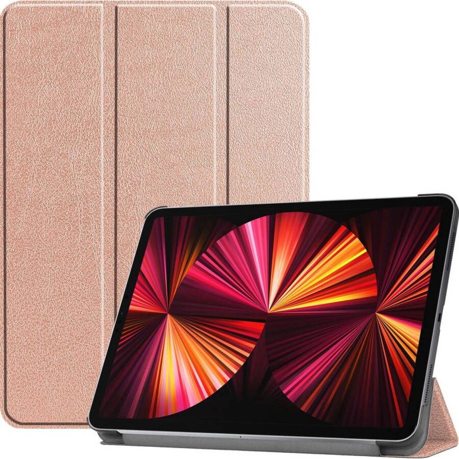 Basey iPad Pro 2021 (11 inch) Hoes Case Hoesje Hardcover Book Cover Rosé Goud