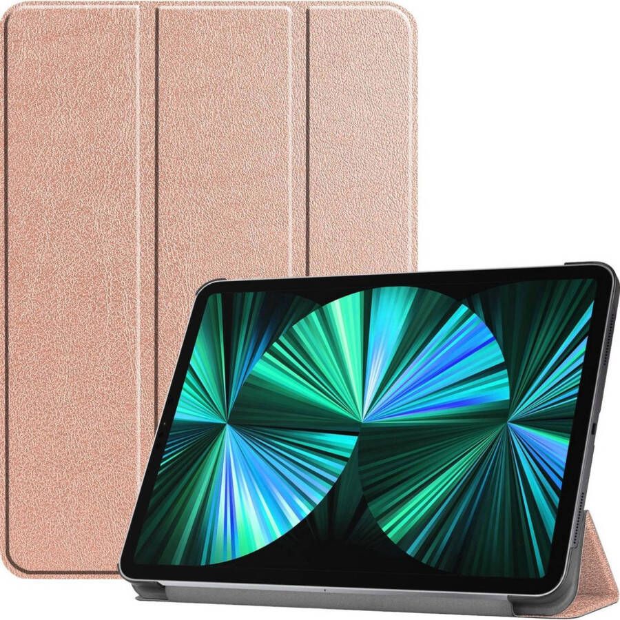 Basey iPad Pro 2021 (12.9 inch) Hoes Case Hoesje Hardcover Book Cover Rosé Goud