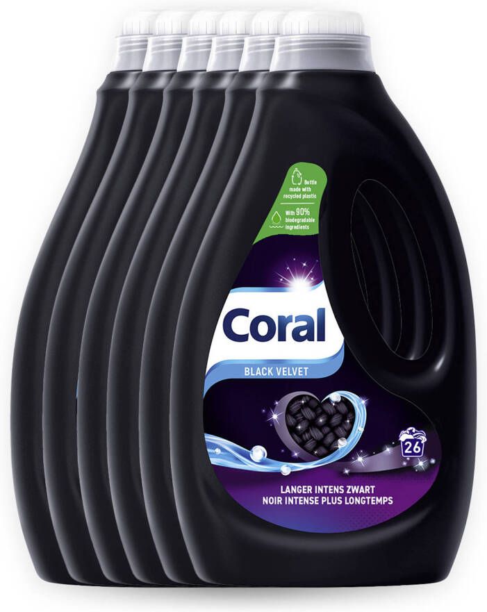 Coral Vloeibaar Wasmiddel Black Velvet Donkere was Voordeelverpakking 6 X 26 wasbeurten