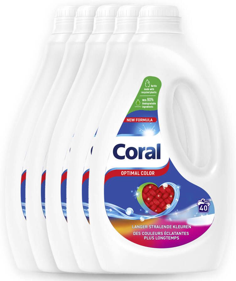 Coral Vloeibaar Wasmiddel Optimal Color Voordeelverpakking 5 X 40 wasbeurten