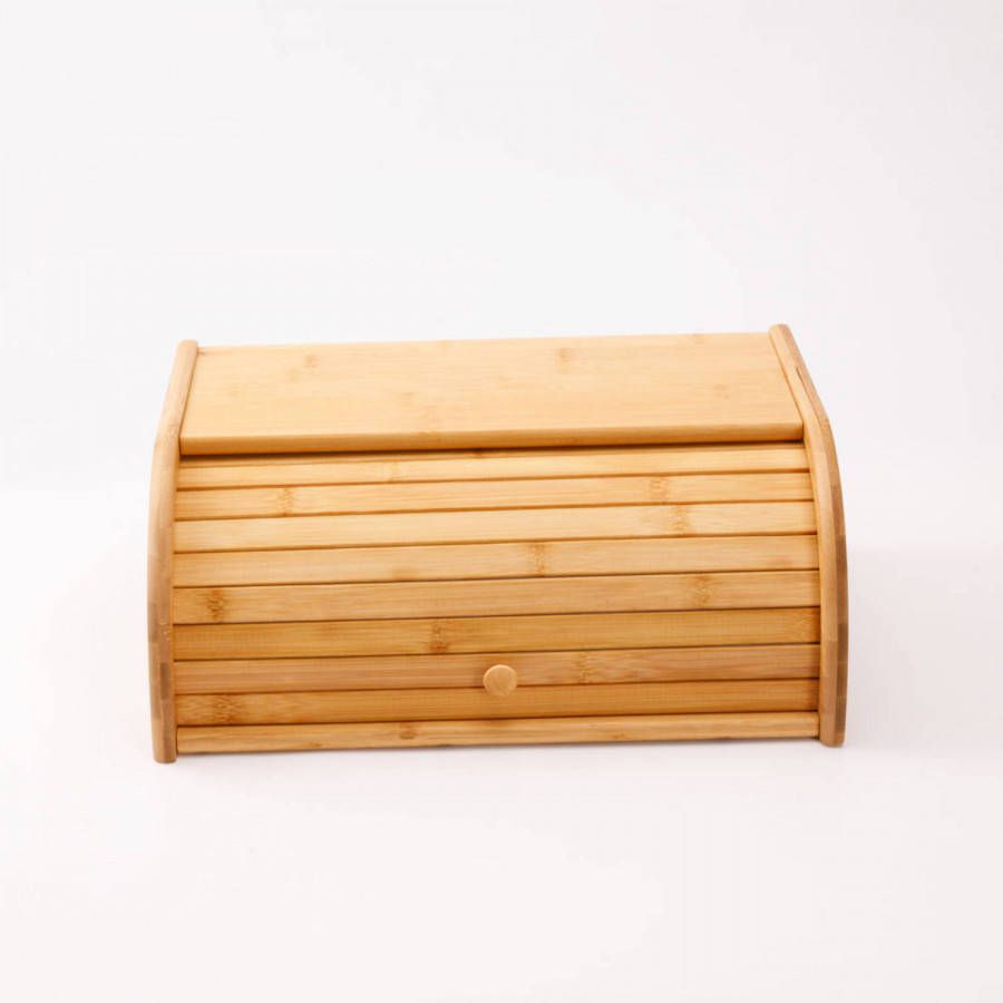 Decopatent Broodtrommel met rolluik Bamboe houten brooddoos met