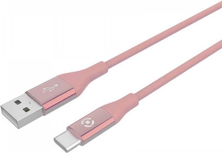 Celly USB-Kabel Type-C 1 meter Roze Siliconen Feeling