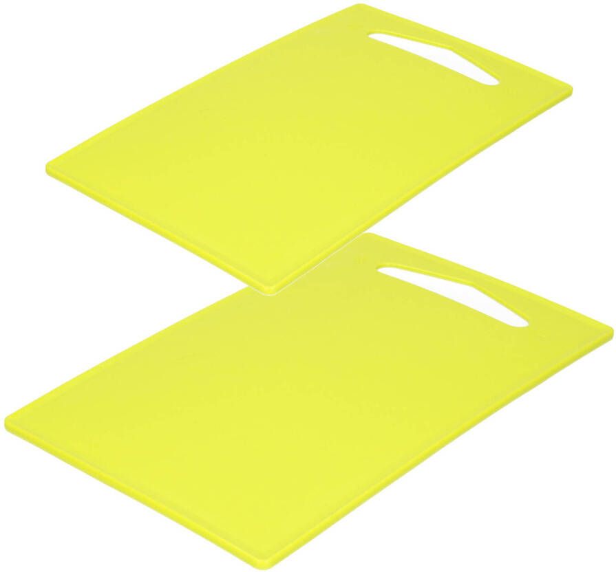 Forte Plastics Kunststof snijplanken set van 2x stuks lime groen 27 x 16 en 36 x 24 cm Snijplanken