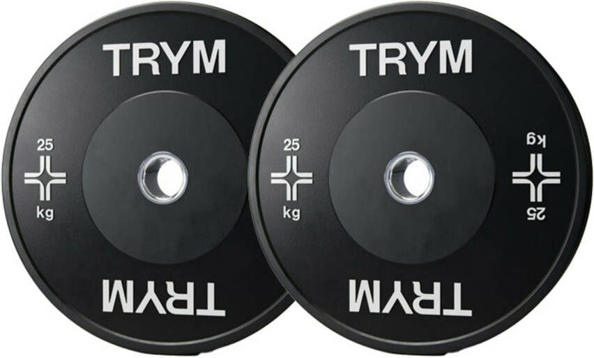 Gorilla Sports TRYM Bumperplate set Bundel 50 kg 2 x 25 kg Halterschijven 50 mm Zwart