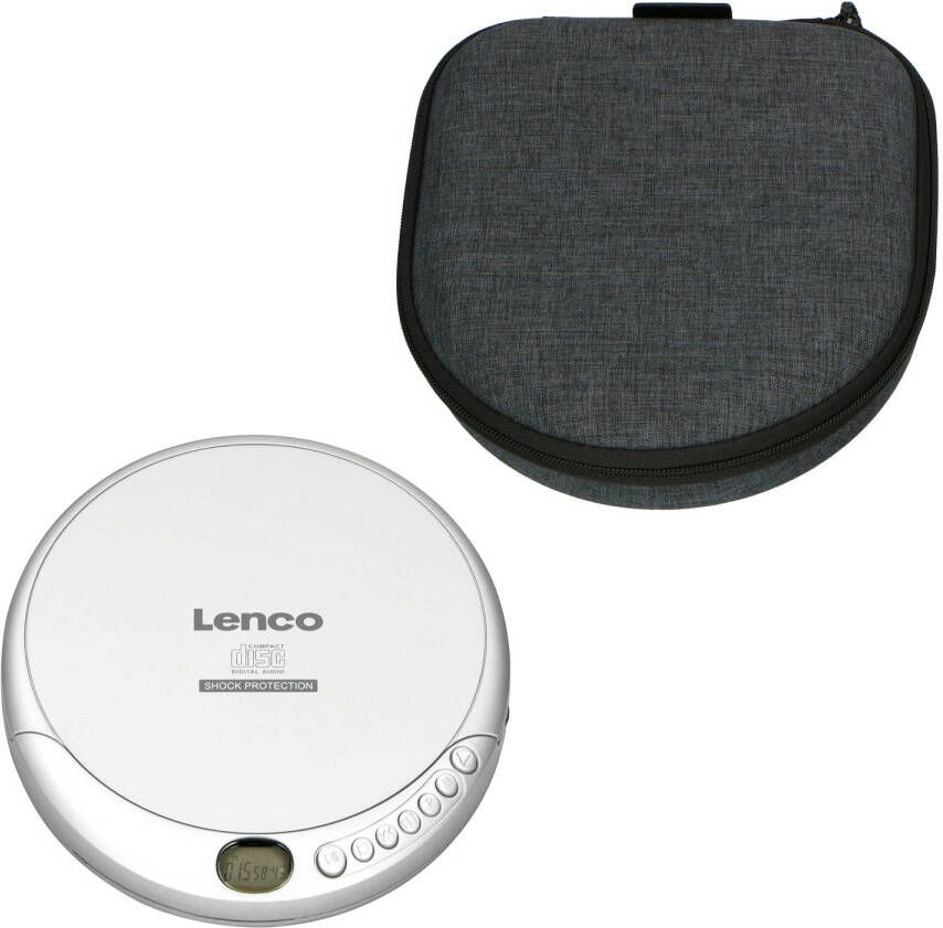 Lenco Draagbare CD MP3 speler met antischokbescherming en handige opbergcase met ingebouwde powerbank Zwart-Grijs