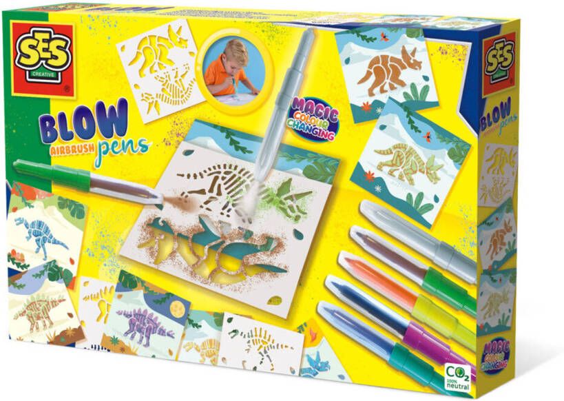 SES Blow airbrush pens Dinos magisch kleurveranderen