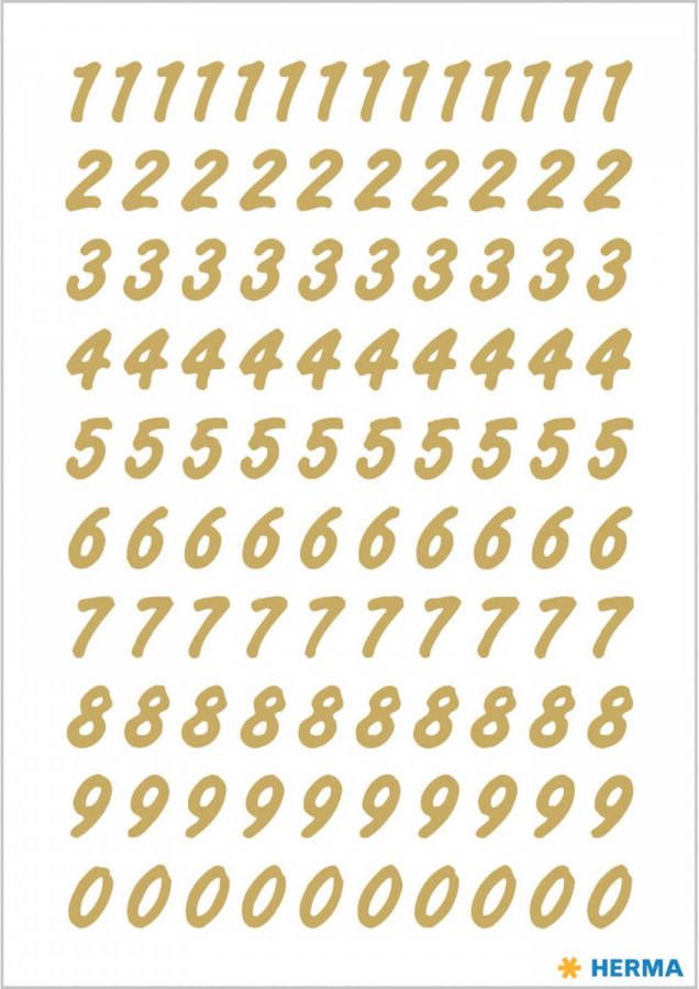 Shoppartners Stickervellen 208x plak cijfers getallen 0-9 goud transparant 8 mm Stickers