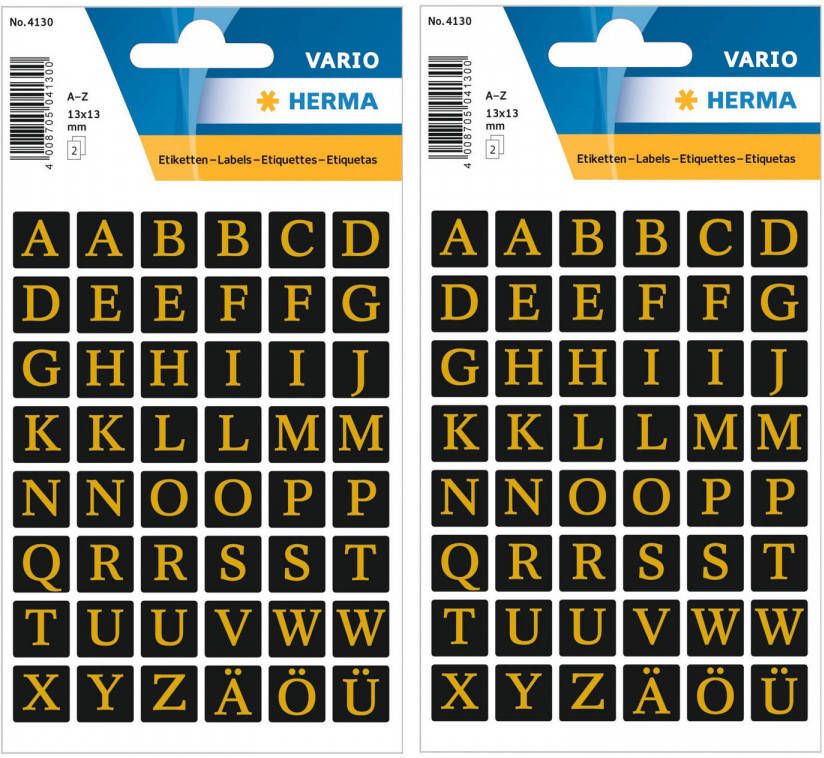 Shoppartners Stickervelletjes met 192x stuks alfabet plak letters zwart goud 13x13 mm Stickers