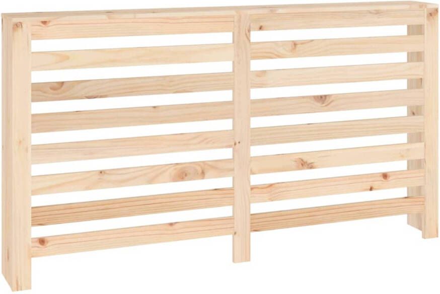 The Living Store houten radiatorombouw Massief grenenhout Praktische plank Modern lat ontwerp 153 x 19 x 84 cm