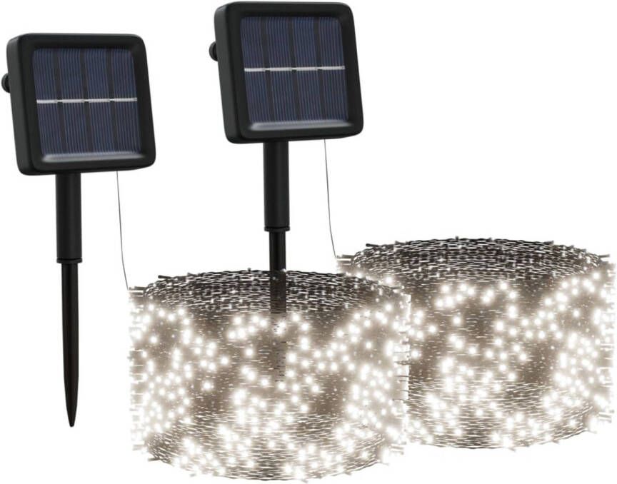 Prolenta Premium Lichtsnoeren 2 st met 2x200 LED's solar binnen buiten koudwit