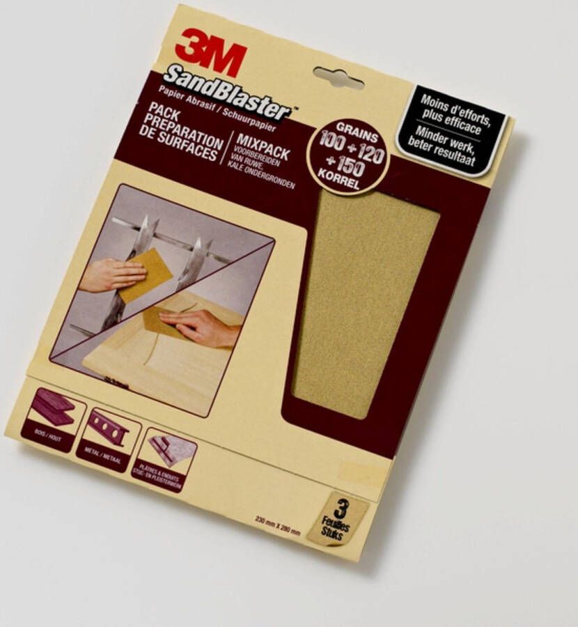 3M ™ SandBlaster™ Schuurpapier vellen 69021 Paars 23 cm x 28 cm P100 P120 P150 3 vellen