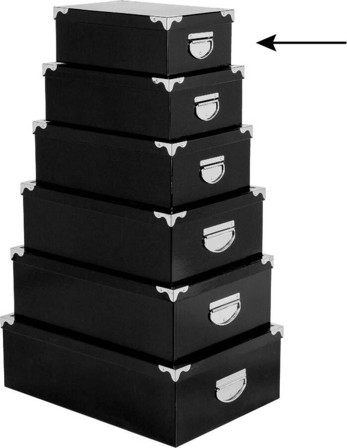 5Five Opbergdoos box 2x zwart L28 x B19.5 x H11 cm Stevig karton Blackbox Opbergbox