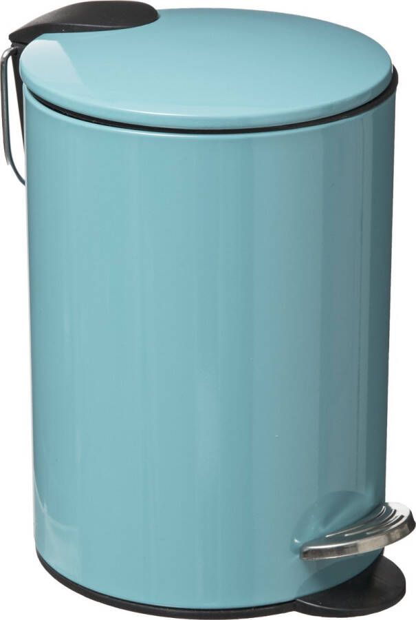 5five Pedaalemmer turquoise blauw metaal 3L 23 cm soft close voor badkamer en toilet