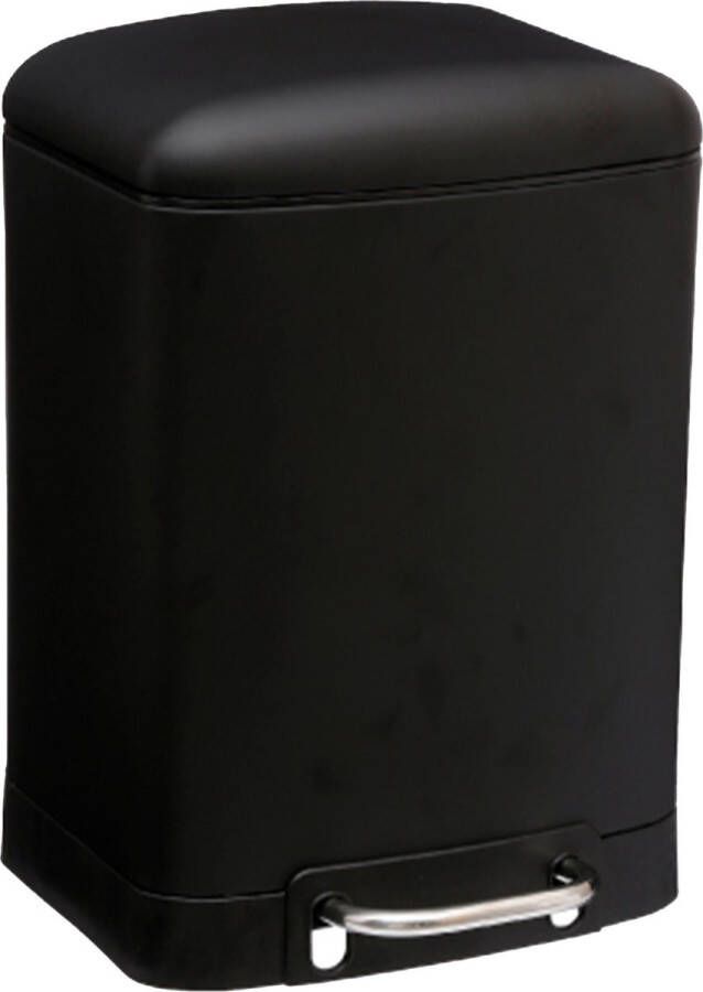 5Five Prullenbak pedaalemmer zwart metaal 6 liter 23 x 22 x 32 cm toilet badkamer Pedaalemmers