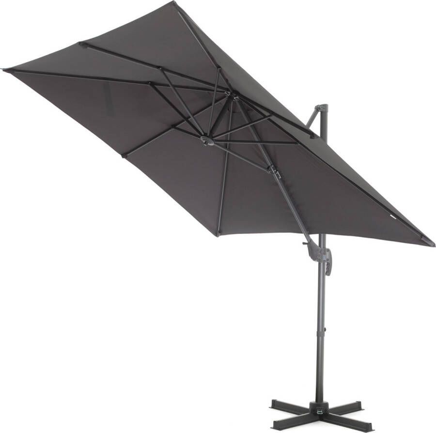 Acaza Kantelbare Zweefparasol 250x250 cm Sterke Zweef Parasol Duurzame parasol – 360 ° Draaibaar – UV werend doek Aluminium frame Donker Grijs