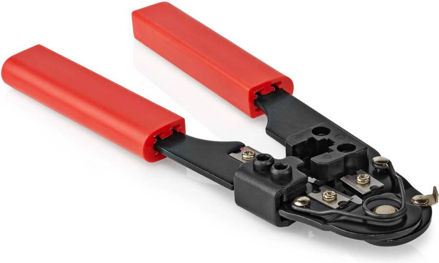 Allteq Krimptang Krimpen strippen en knippen Kabels van 0.5 tot 6mm² Geschikt voor RJ45 Metaal Rood
