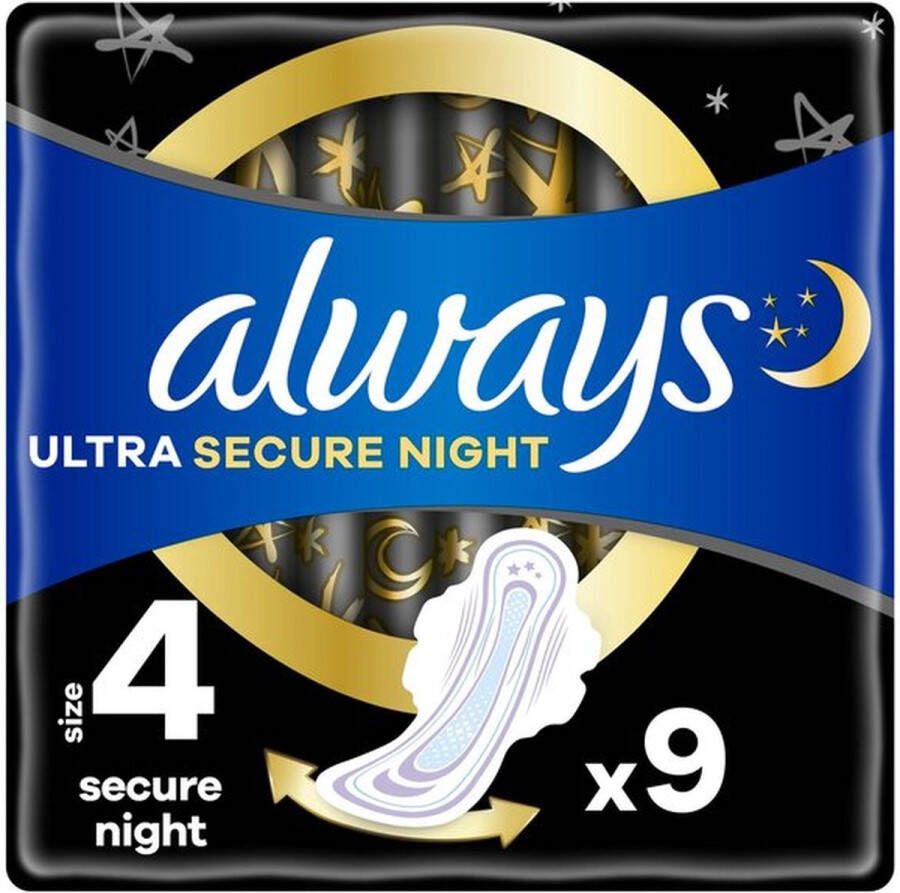 Always Ultra Maandverband Secure Night Met Vleugels 16x9 Stuks Voordeelverpakking