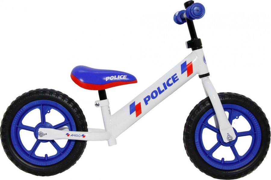 AMIGO Loopfiets met 2 wielen Police 12 Inch Junior Wit