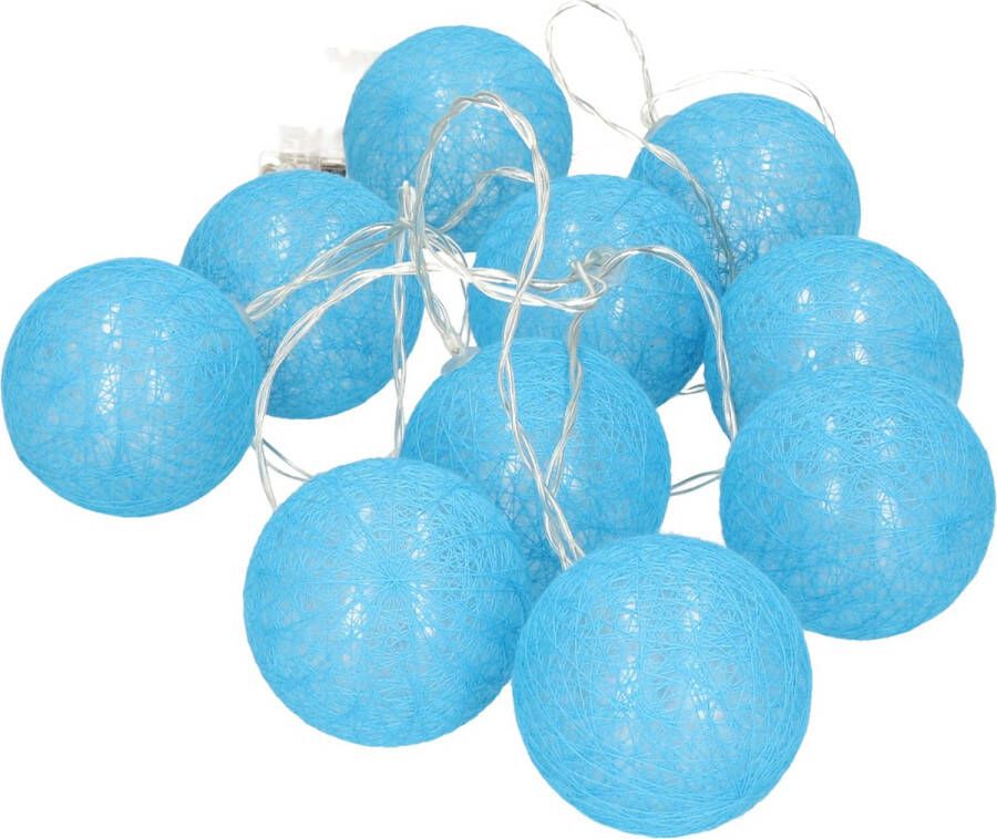 Krist+ verlichting snoer 10 bollen blauw- 200 cm- batterij Lichtsnoeren