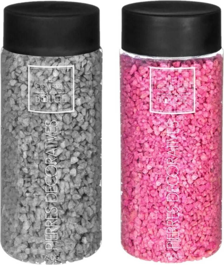 Atmosphera Decoratie hobby stenen grijs en fuchsia roze 750 gram Aquarium en vazen vulling