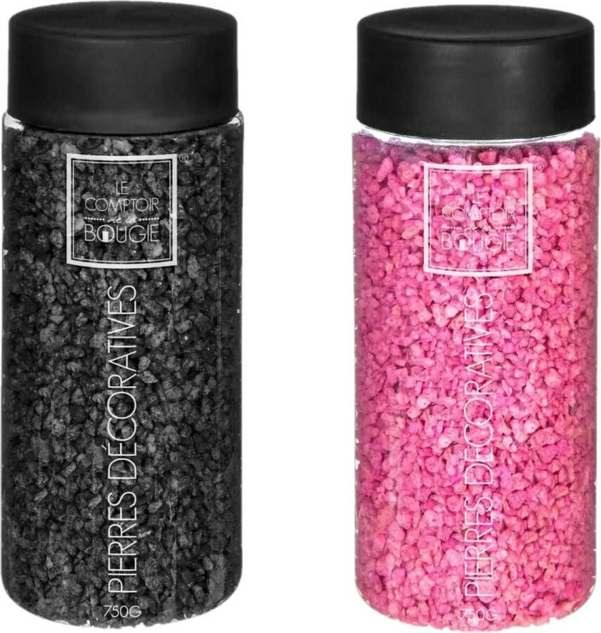 Atmosphera Decoratie hobby stenen zwart en fuchsia roze 750 gram Aquarium en vazen vulling
