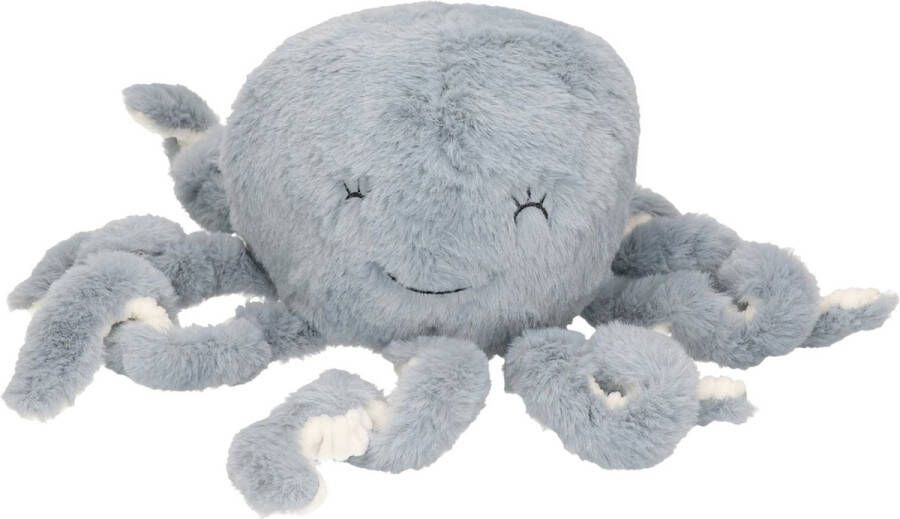 Atmosphera Octopus inktvis knuffel van zachte pluche grijs wit 22 cm Knuffeldier