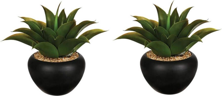 Atmosphera Set van 2x stuks Aloe Vera kunstplanten in keramische pot 37 cm Kunstplanten