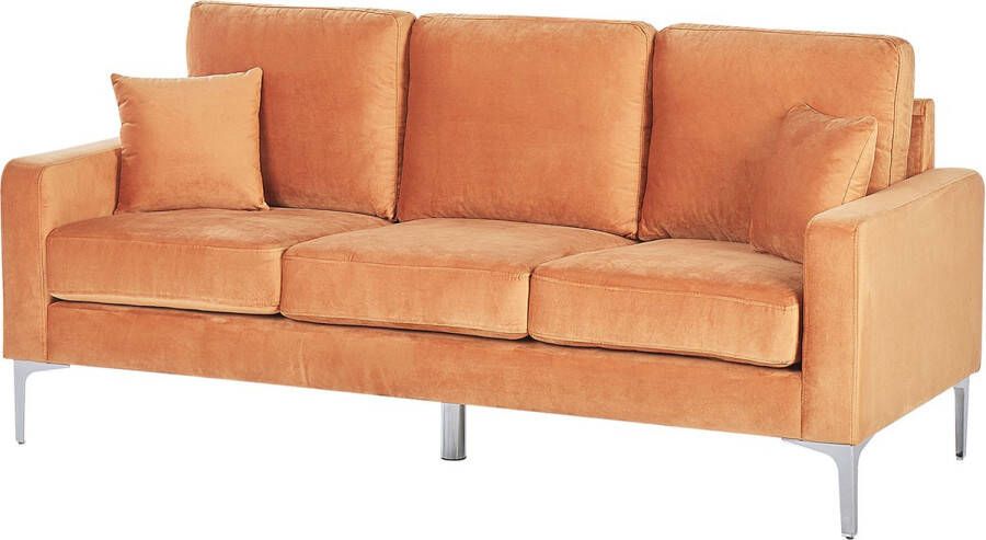 Beliani GAVLE Three Seater Sofa Oranje Fluweel