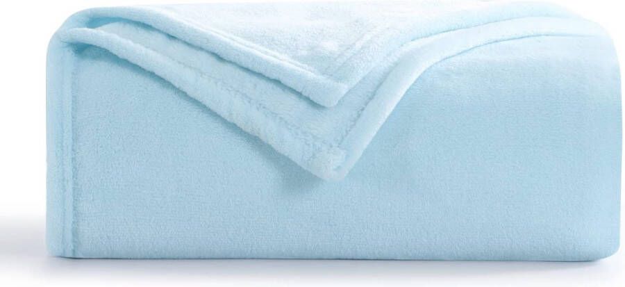Bellamar Pluizige fleecedeken blauw deken lichtblauw XL 150 x 200 cm bankdeken knuffelige woondeken babyblauw zacht als woonkamer deken bankdeken