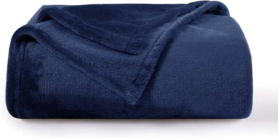 Bellamar Wollige fleecedeken blauw deken marineblauw klein 130 x 150 cm bankdeken knuffelige woondeken