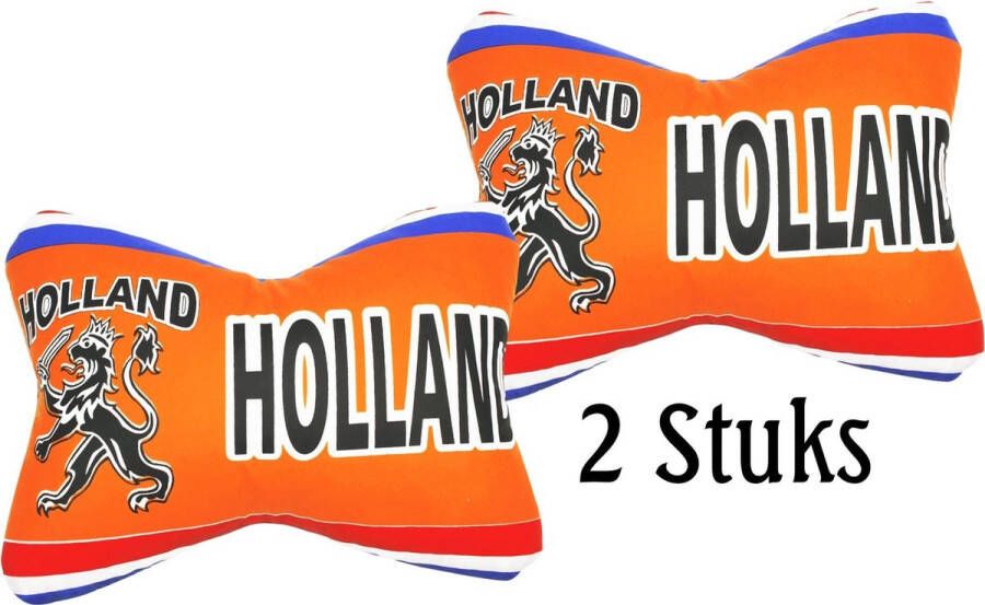 Benza Autokussen Nekkussen Holland opdruk Oranje Set van 2 stuks