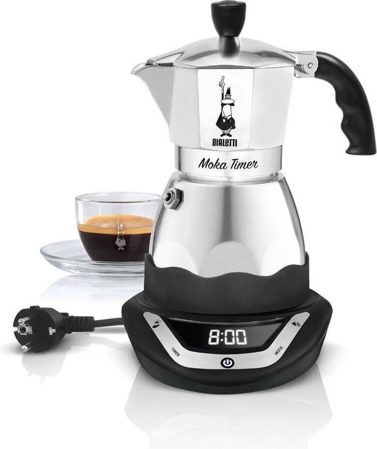 Bialetti Easy Timer Moka espressomaker Percolator 3 kops Elektrisch Aluminium