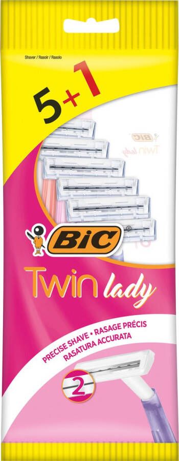 BIC Twin Lady Wegwerpscheermesjes voor vrouwen Zakje van 5+1