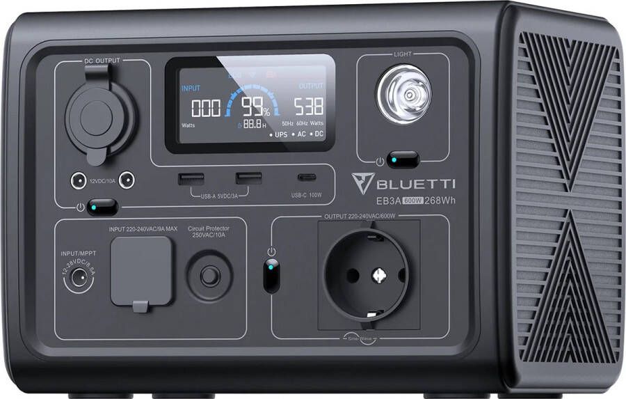 Bluetti draagbare krachtcentrale 268Wh 600W (1200W Surge) AC uitgangen Elektrisch gereedschap -Camping accu Power station generator voor TV laptop & drone