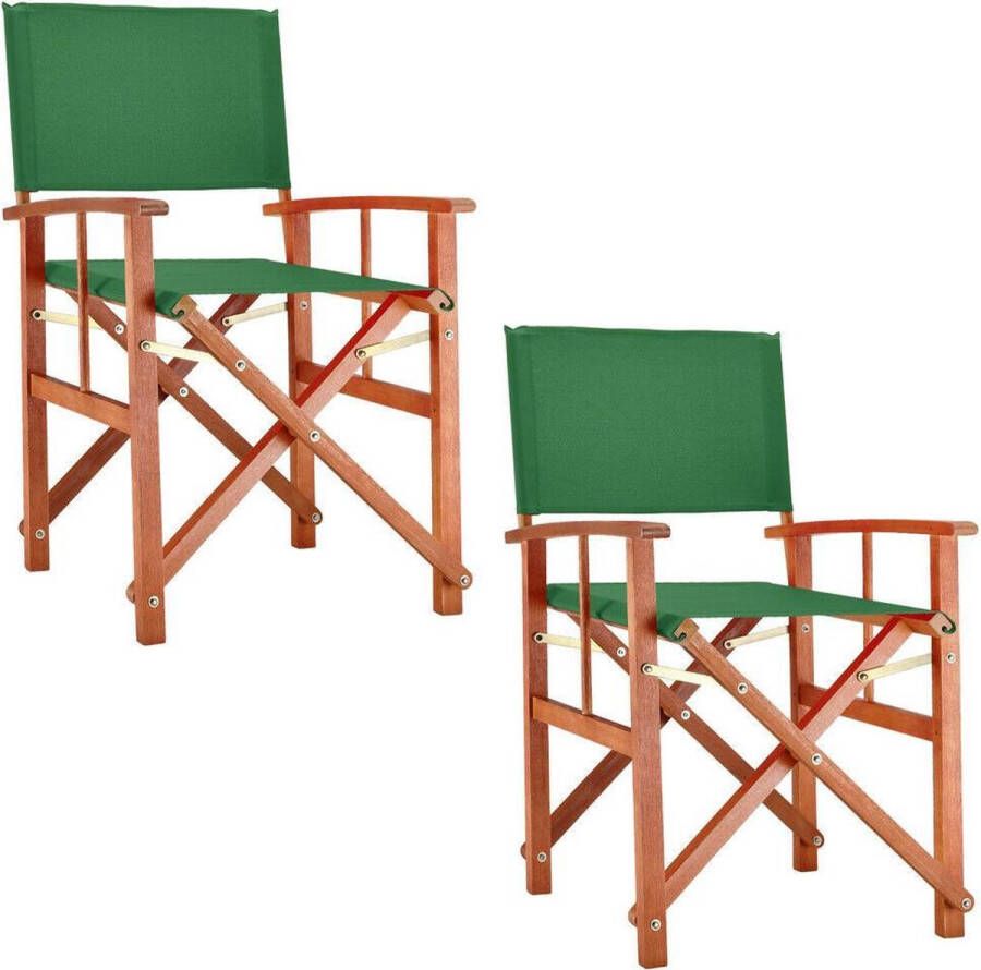 Casaria Regisseursstoel set van 2 klapstoel vouwstoel groen duurzaam eucalyptushout waterafstotend stof klapstoel