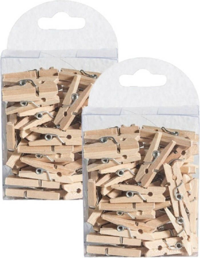 CHAKS Hobby mini wasknijpers 100x naturel hout- 2 5 cm