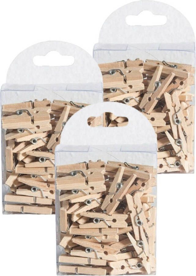 CHAKS Hobby mini wasknijpers 150x naturel hout- 2 5 cm