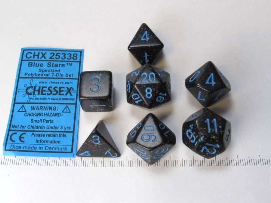 Chessex dobbelstenen set 7 polydice Speckled Blue Stars