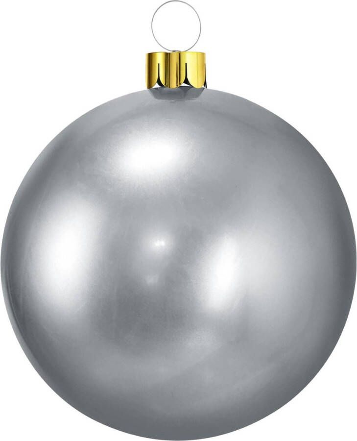 Merkloos Christmas Decoration mega kerstbal 65 cm zilver opblaasbaar Opblaasfiguren