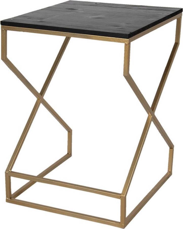 Clayre & Eef Bijzettafel 40*40*55 cm Goudkleurig Ijzer hout Vierkant Side table Tafeltje Side tableTafeltje