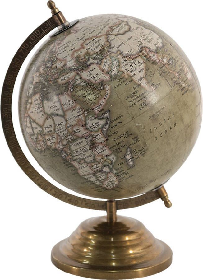 Clayre & Eef Wereldbol 22x30 cm Groen Hout Metaal Globe Aardbol Woonaccessoires