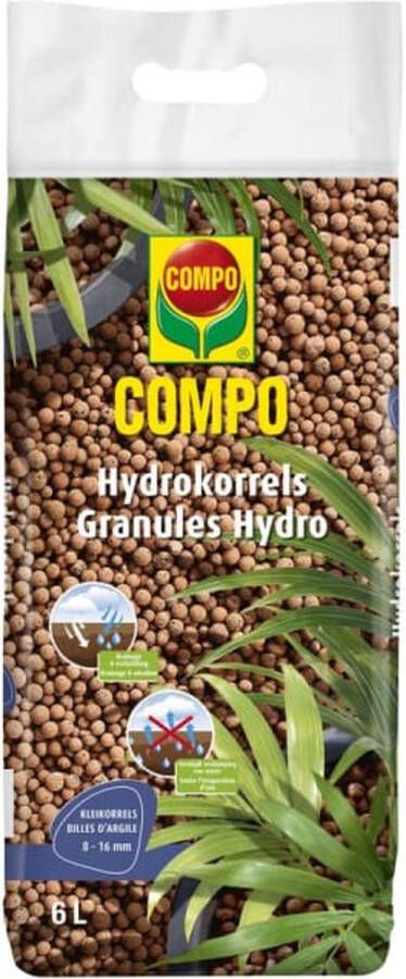Compo Hydrokorrels bodembedekker stofvrije onbreekbare kleikorrels beperkt verdamping van water zak 6L