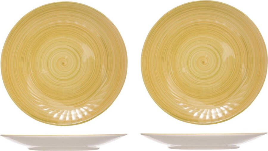 Cosy & Trendy 2x stuks diner bord Turbolino geel 27 cm Ontbijtborden