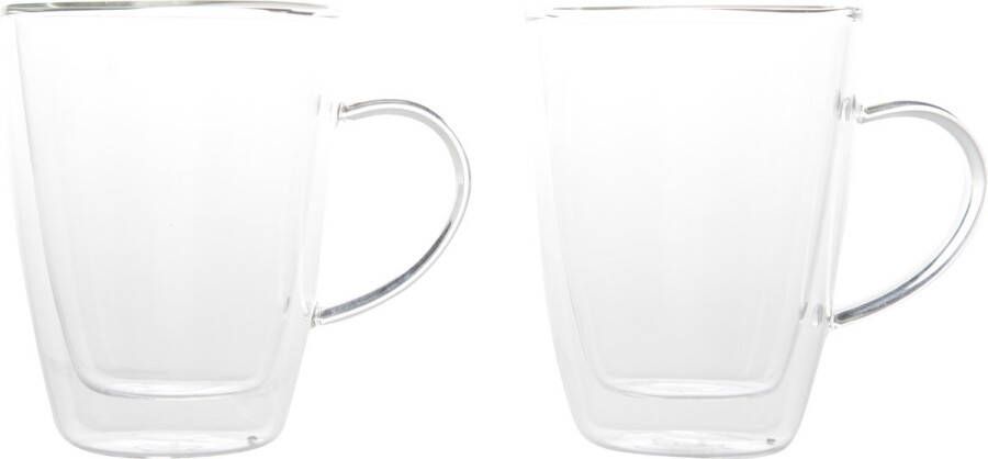 Cosy & Trendy Set van 2x koffie thee glazen dubbelwandig 250 ml transparant Koffie- en theeglazen