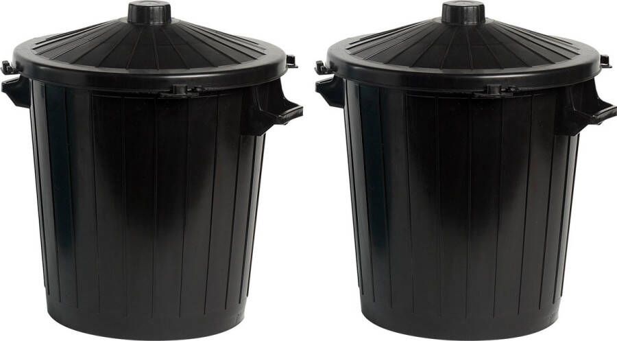 Cosy&Trendy Cosy & Trendy Vuilnisbak afvalemmer met deksel 2x 50 liter zwart 55 x 49 x 58 cm