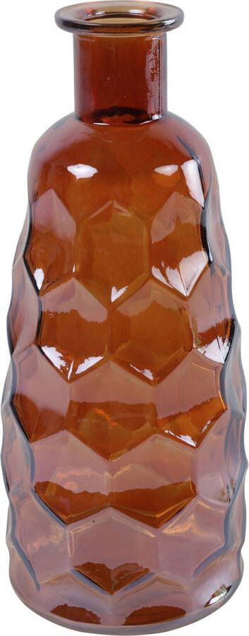 Countryfield Art Deco bloemenvaas cognac bruin transparant glas fles vorm D12 x H30 cm