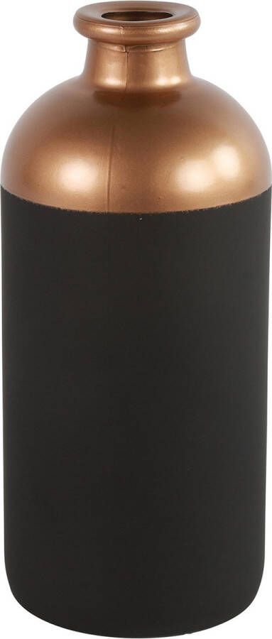 Countryfield Bloemen of deco vaas zwart koper glas luxe fles vorm D11 x H25 cm